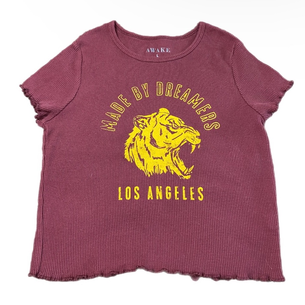 Awake LA Baby Tee Cropped Graphic T-Shirt Los Angeles Ribbed Fitted XS S